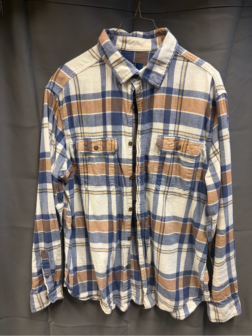 George Plaid Button-Down Shirt in Blue, Brown & White
